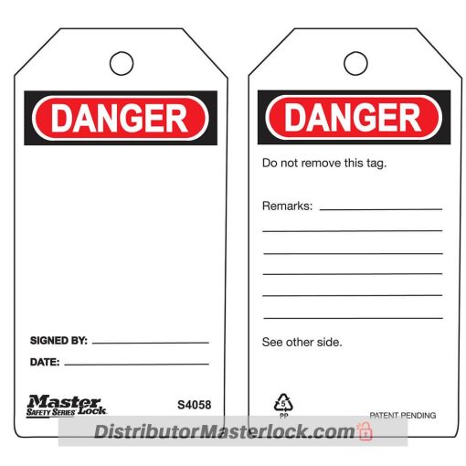Distributor MASTER LOCK S4058 DANGER BLANK SAFETY TAG, Jual MASTER LOCK S4058 DANGER BLANK SAFETY TAG