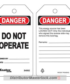 Distributor MASTER LOCK S4002 DANGER DO NOT OPERATE SAFETY TAG, Jual MASTER LOCK S4002 DANGER DO NOT OPERATE SAFETY TAG