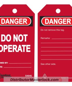 Distributor MASTER LOCK S4046 RED DANGER DO NOT OPERATE SAFETY TAG, Jual MASTER LOCK S4046 RED DANGER DO NOT OPERATE SAFETY TAG