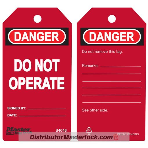 Distributor MASTER LOCK S4046 RED DANGER DO NOT OPERATE SAFETY TAG, Jual MASTER LOCK S4046 RED DANGER DO NOT OPERATE SAFETY TAG