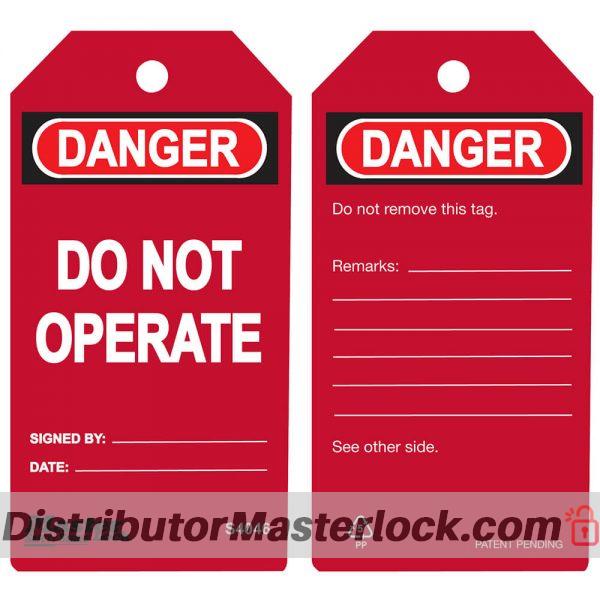 Distributor MASTER LOCK S4046 RED DANGER DO NOT OPERATE SAFETY TAG, Jual MASTER LOCK S4046 RED DANGER DO NOT OPERATE SAFETY TAG
