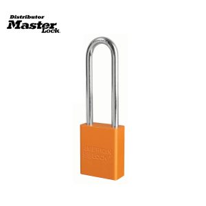 A1167MKW417ORJ (TEKS WARNA BROWN) Orange Anodized Aluminum Safety Padlock, 1-1/2in (38mm) Wide with 3in (76mm) Tall Shackle, 6-pin Cylinder, Master Keyed